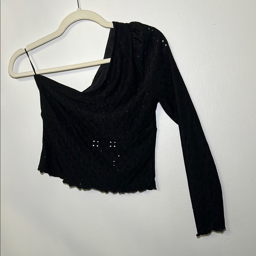Good Luck Gem Black Asymmetrical Top new with tag